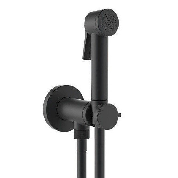 Гигиенический душ Bossini Paloma Flat E37015B.073 c прогрессивным смесителем со встраиваемой частью цвет чёрный матовый