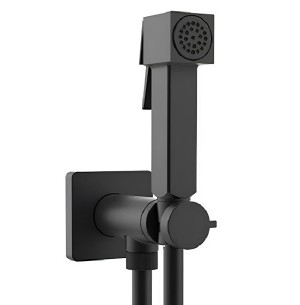 Гигиенический душ Bossini Cube Brass E38003B.073 c прогрессивным смесителем со встраиваемой частью цвет чёрный матовый