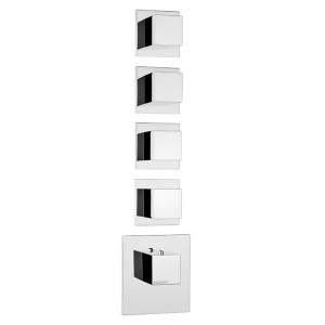 Смеситель термостат Bossini Cube Z032208.030 для ванны и душа встраиваемый внешняя часть на 5 потребителей цвет хром