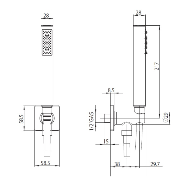 Душевой гарнитур BOSSINI CUBE CB4004C.030 цвет хром