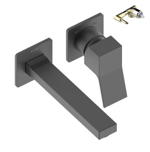 Смеситель для раковины Bossini Aki Z00731.073+Z00801 настенный встраиваемый со встраиваемой частью в комплекте цвет черный матовый