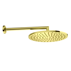 Верхний душ Bossini Cosmo H70596I.021 Ø280 мм настенный с кронштейном 40 см Easy Clean цвет золото