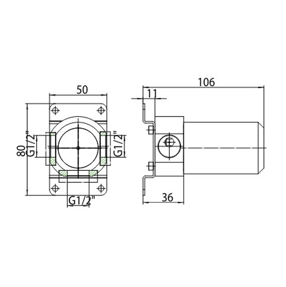 Встраиваемая часть Bossini Nobu INZ222 для переключателя на 2 потребителя