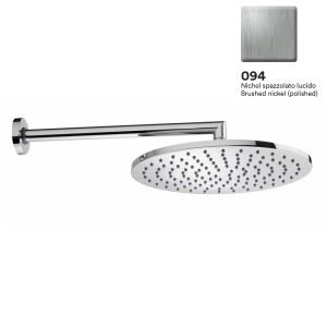 Верхний душ Bossini Cosmo H70596I.094 Ø280 мм настенный с кронштейном 40 см Easy Clean цвет никель шлифованный