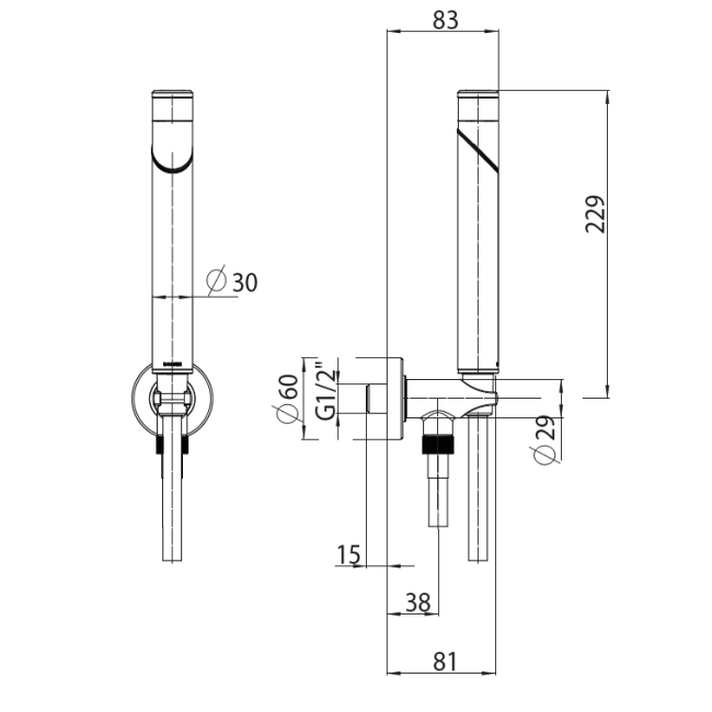 Душевой гарнитур BOSSINI PLY CE3014C.030 цвет хром