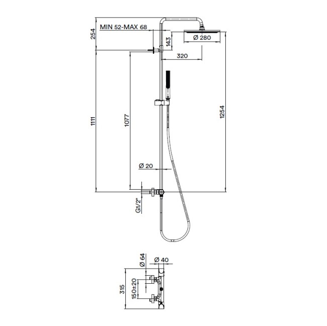 Душевая система Bossini Apice L10507.030 с термостатом цвет хром