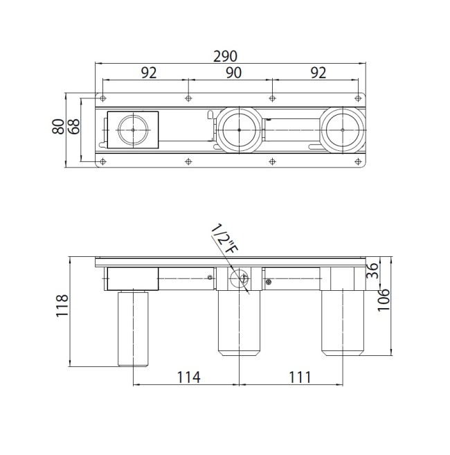 Встраиваемая часть Bossini Nobu INZ211 для смесителей для ванны и душа INZ213, INZ226