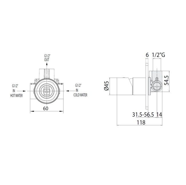 Встраиваемая часть Bossini Z00007 для смесителей для ванны и душа на 1 потребителя