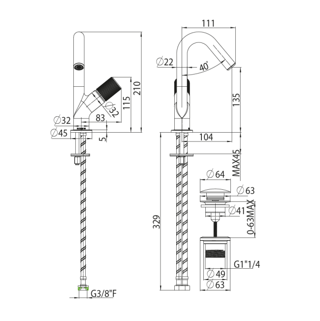 Смеситель для раковины Bossini PLY Z00901.030 на 1 отверстие с донным клапаном цвет хром
