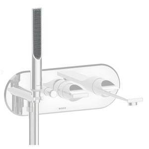 Смеситель Bossini Apice Z00555.045 для ванны встраиваемый внешняя часть с изливом и ручным душем цвет белый матовый