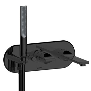 Смеситель Bossini Apice Z00555.073 для ванны встраиваемый внешняя часть с изливом и ручным душем цвет черный матовый