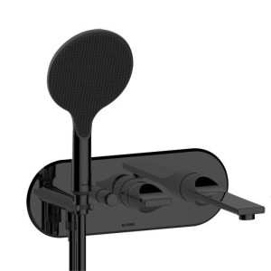 Смеситель Bossini Apice Z00557.073 для ванны встраиваемый внешняя часть с изливом и ручным душем цвет черный матовый