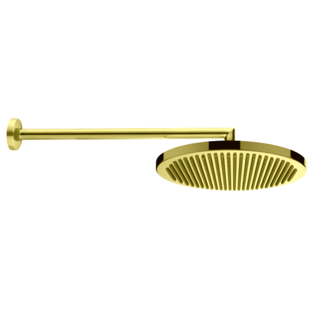 Верхний душ Bossini Apice H70430I.043 Ø280 мм настенный с кронштейном Easy Clean цвет золото сатинированное