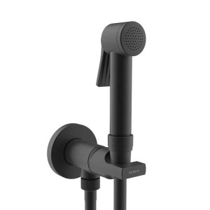 Гигиенический душ Bossini Paloma Flat E34003B.073 c однорычажным смесителем со встраиваемой частью цвет чёрный матовый