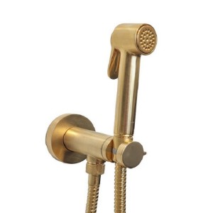 Гигиенический душ Bossini Paloma Brass E37005B.043 c прогрессивным смесителем со встраиваемой частью цвет золото сатинированное