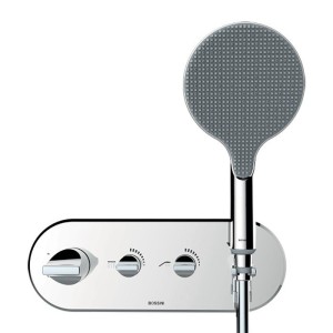 Смеситель термостат Bossini Apice Z00521.030 для ванны и душа встраиваемый внешняя часть на 2 потребителя с душевым гарнитуром цвет хром