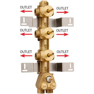 Встраиваемая часть Bossini Z030273000 для термостата для ванны и душа на 6 потребителей с 3 переключателями по 2 выхода