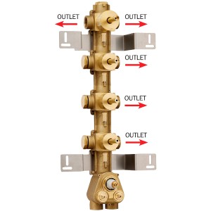Встраиваемая часть Bossini Z030275000 для термостата для ванны и душа на 5 потребителей с переключением на 2 выхода и 3 вентилями